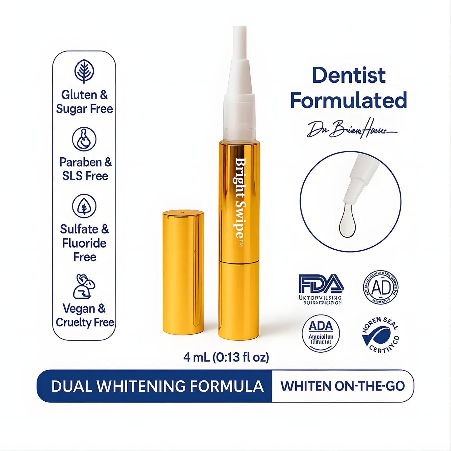BrightSwipe™ Dual-Peroxide Formula & Xylitol