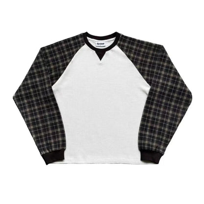 Unisex Waffle Plaid Raglan Long Sleeve