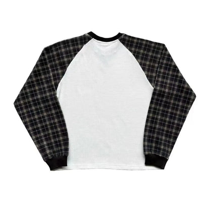 Unisex Waffle Plaid Raglan Long Sleeve