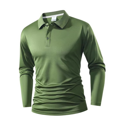 Men’s Casual Long Sleeve Polo – Turn-Down Collar Business Shirt