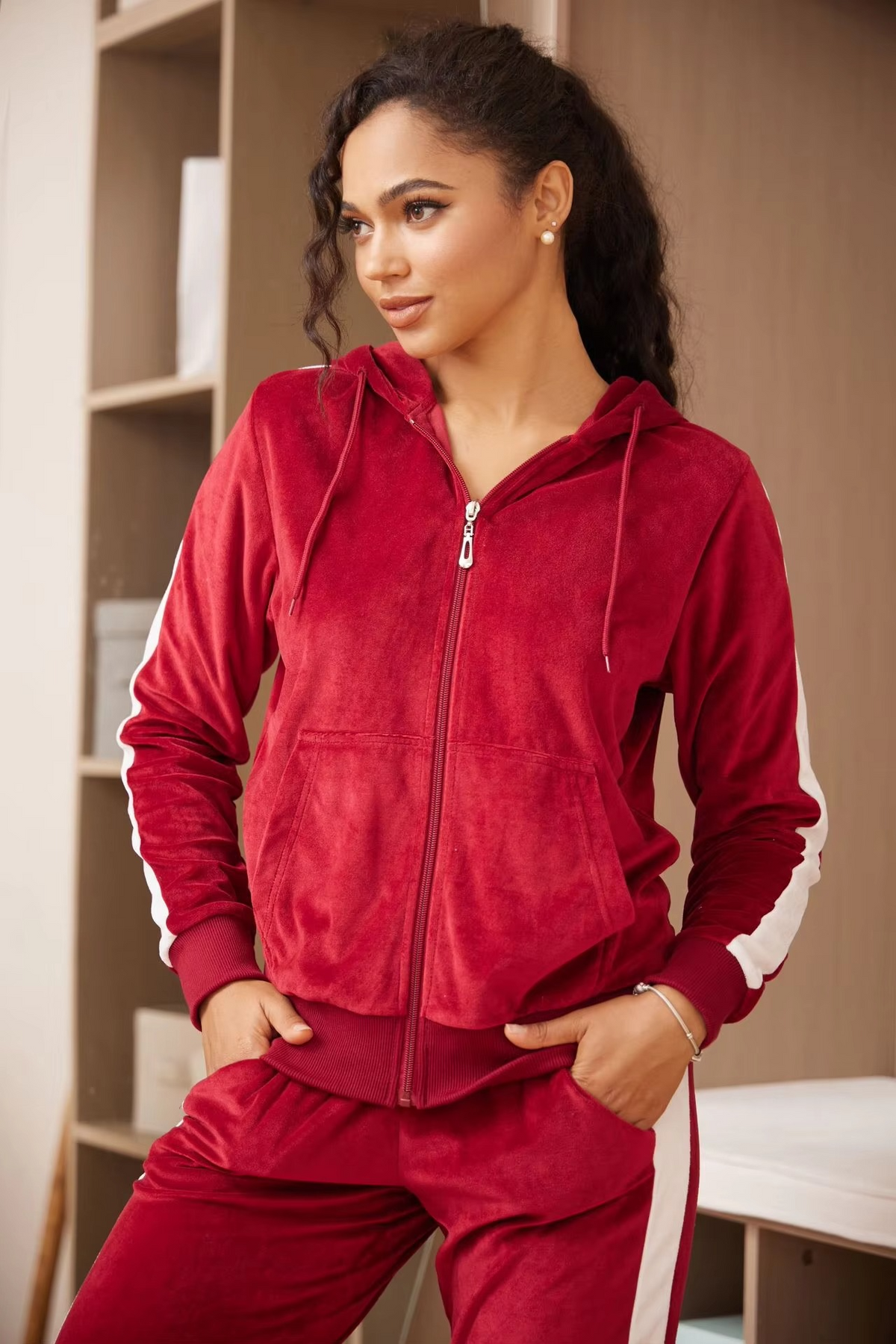 Luxe Velvet Zip-Up Tracksuit Set