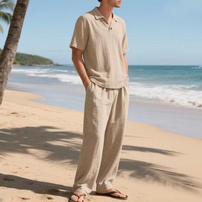 Men’s Casual Linen Two-Piece Set