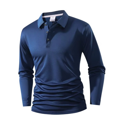 Men’s Casual Long Sleeve Polo – Turn-Down Collar Business Shirt