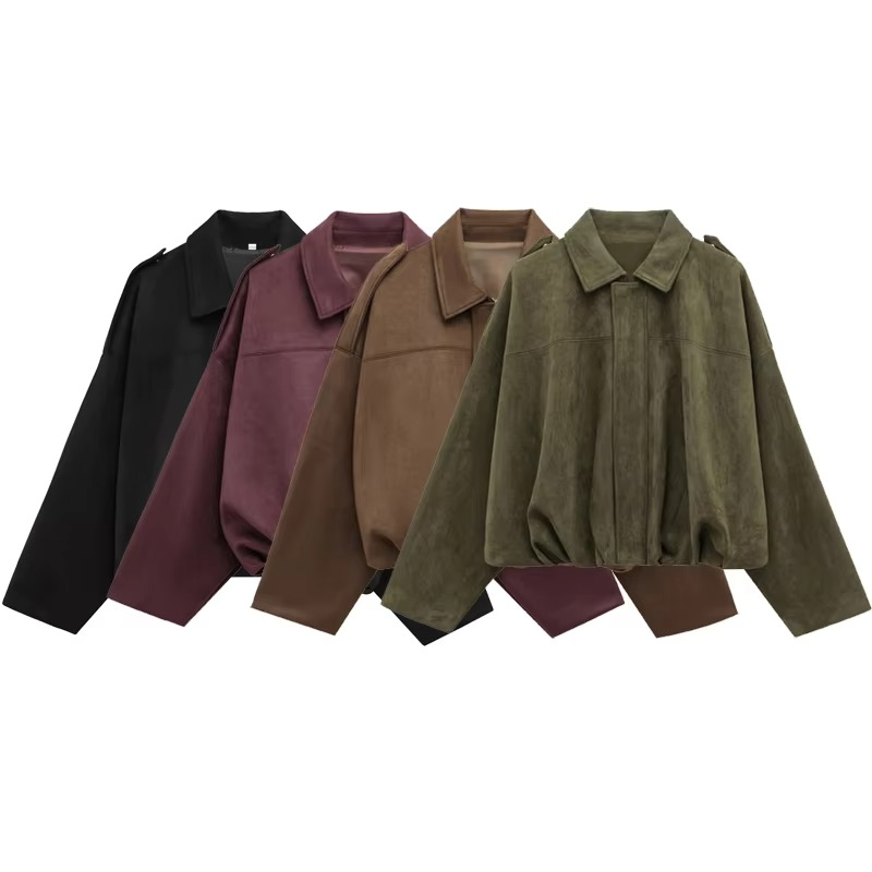 Women's Bomber Jacket Lapel Long Sleeve