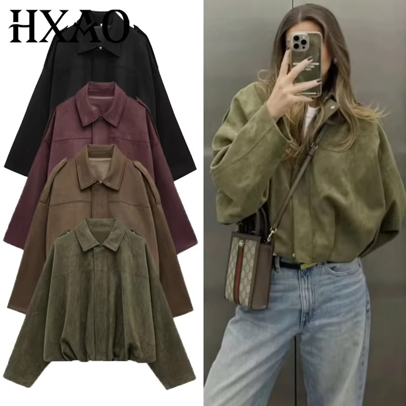 Women's Bomber Jacket Lapel Long Sleeve