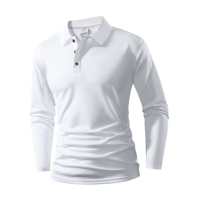 Men’s Casual Long Sleeve Polo – Turn-Down Collar Business Shirt