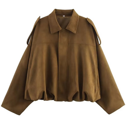 Women's Bomber Jacket Lapel Long Sleeve