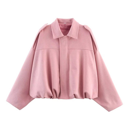 Women's Bomber Jacket Lapel Long Sleeve