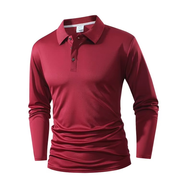 Men’s Casual Long Sleeve Polo – Turn-Down Collar Business Shirt