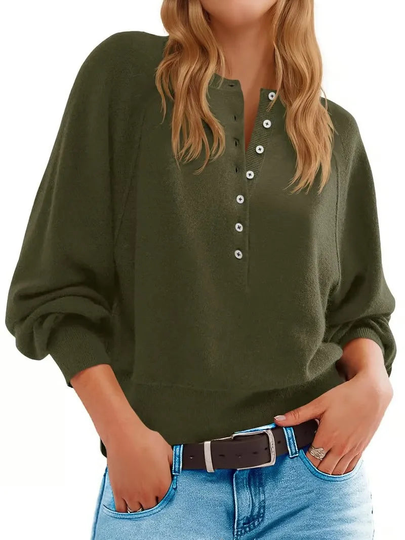 CozyHenley™ Women’s Lantern Sleeve Knit Pullover