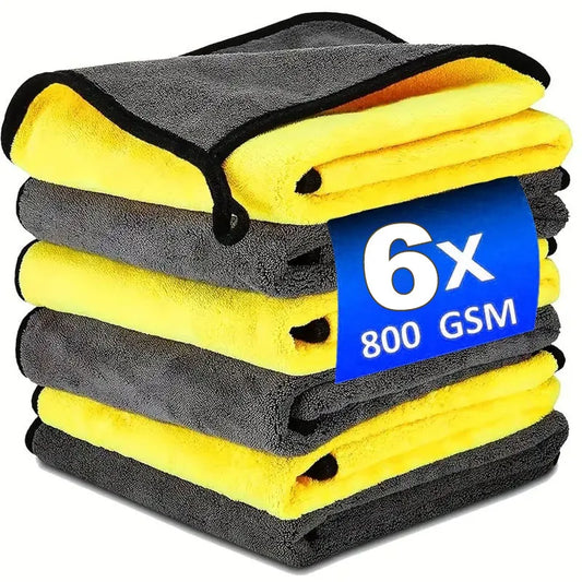 6 pcs Ultra-Absorbent Double-Sided Car Cleaning Towels (30 X 60 CM)