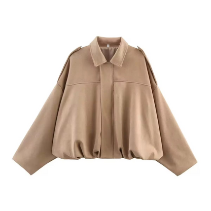 Women's Bomber Jacket Lapel Long Sleeve