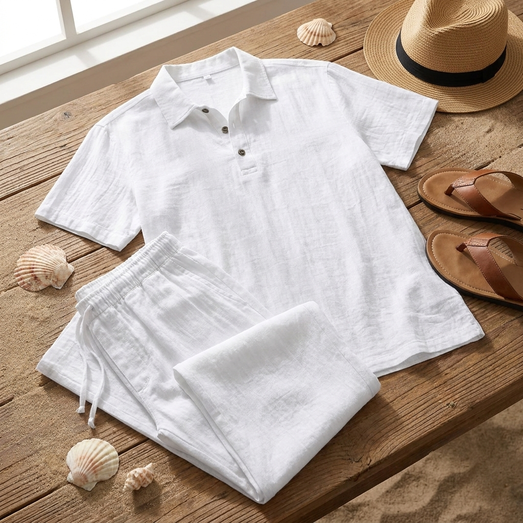 Men’s Casual Linen Two-Piece Set