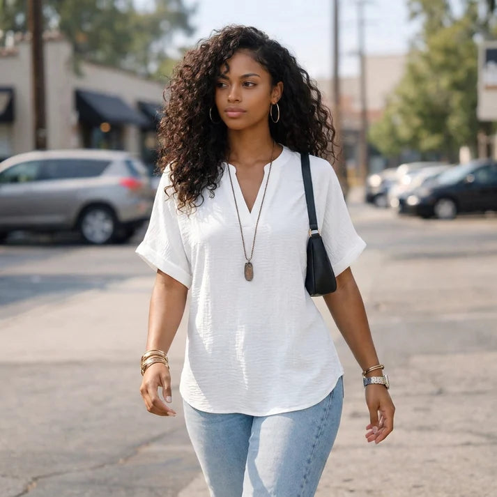 Loose Fit V-Neck Top