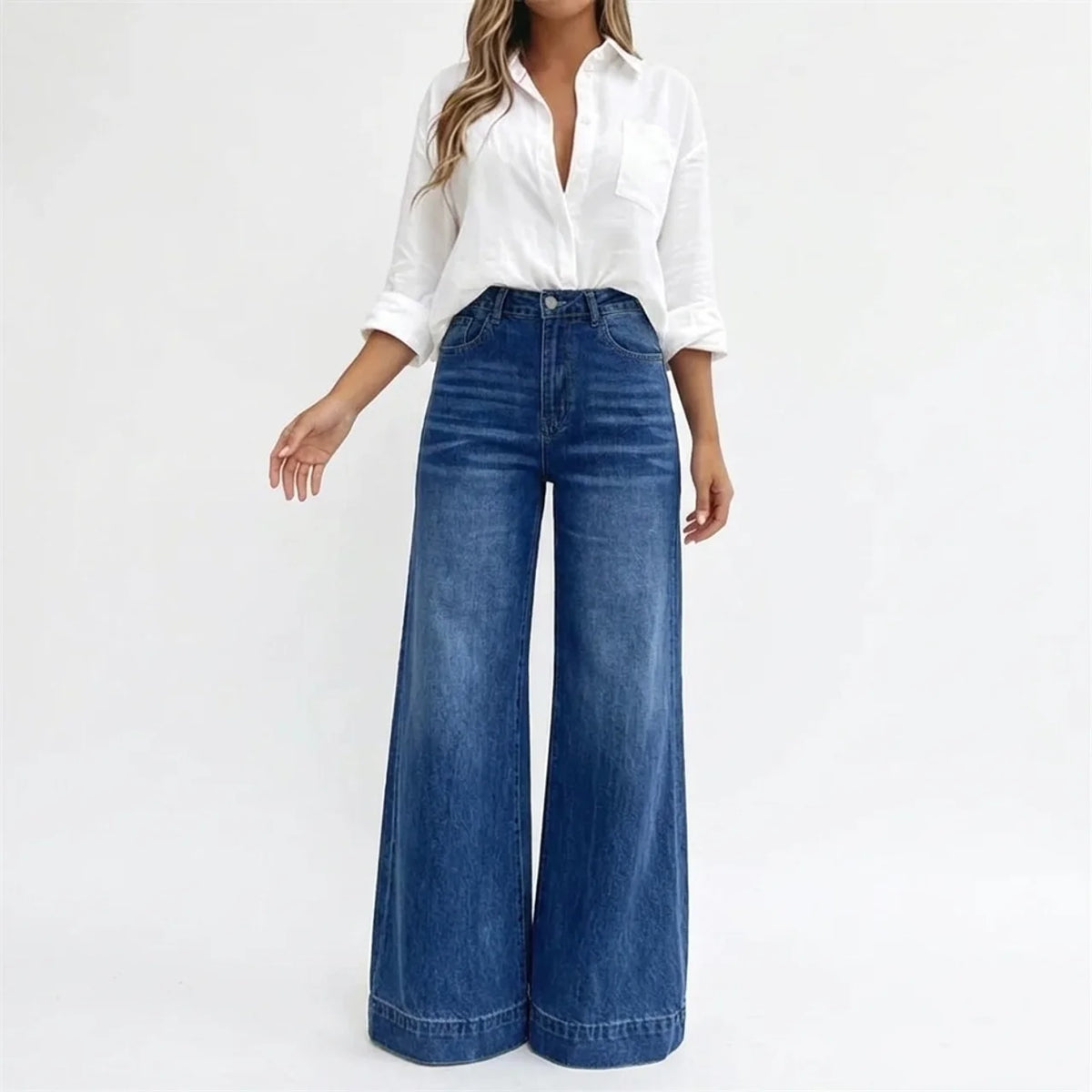 High-Waisted Wide-Leg Jeans